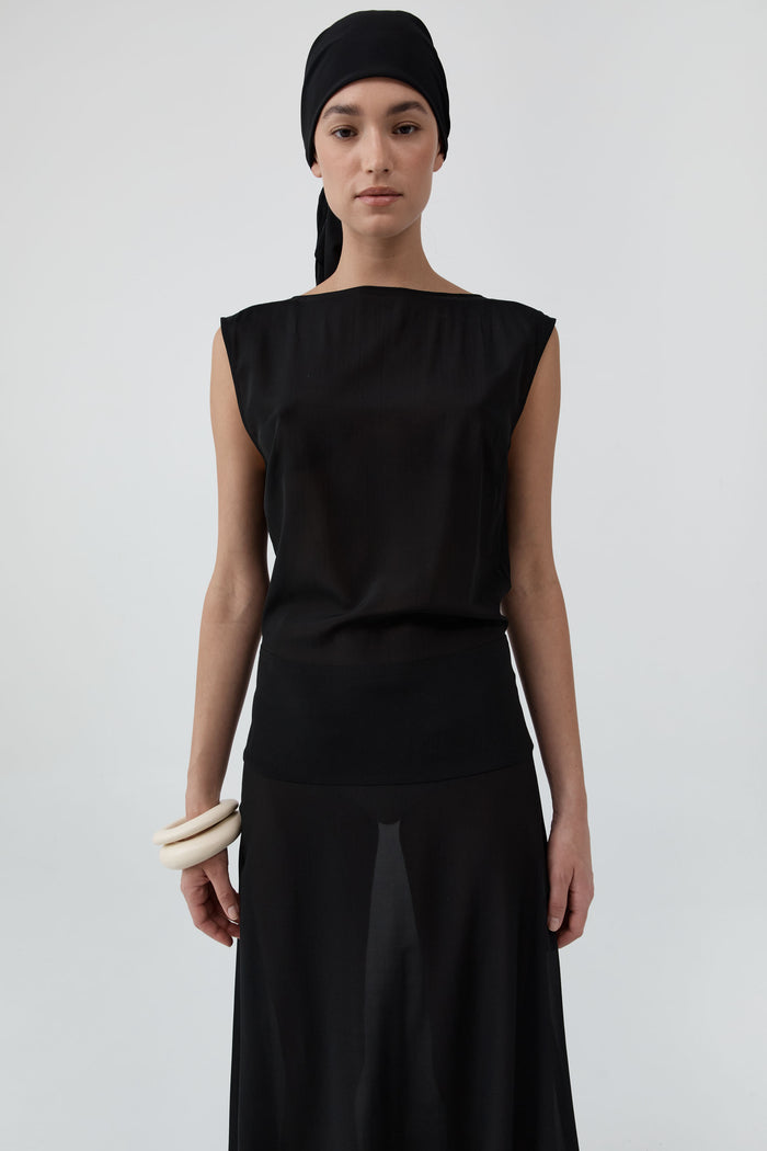 Stretch Silk Scarf - Black