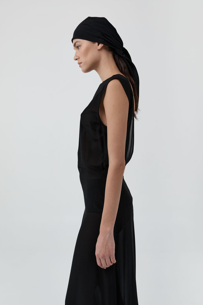 Stretch Silk Scarf - Black