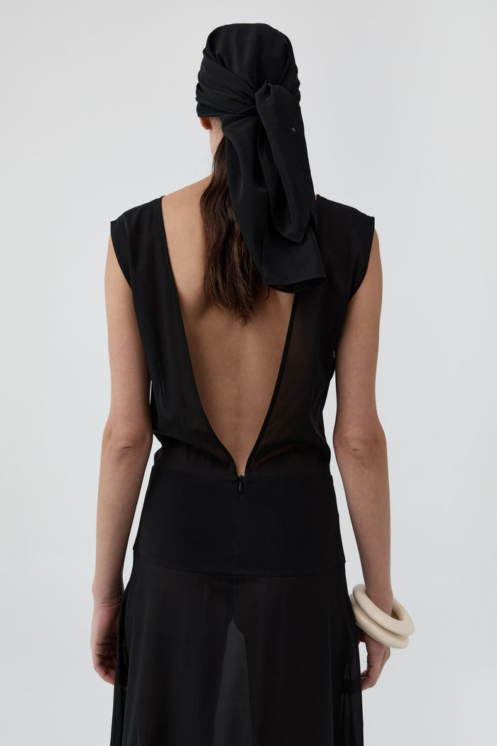 Stretch Silk Scarf - Black