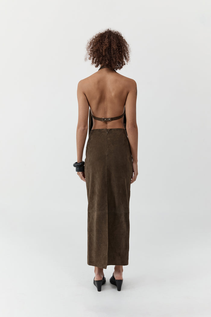 Suede Apron Top - Khaki