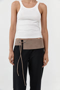 Suede Asymmetric Belt - Almond