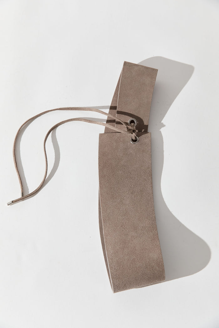 Suede Asymmetric Belt - Almond