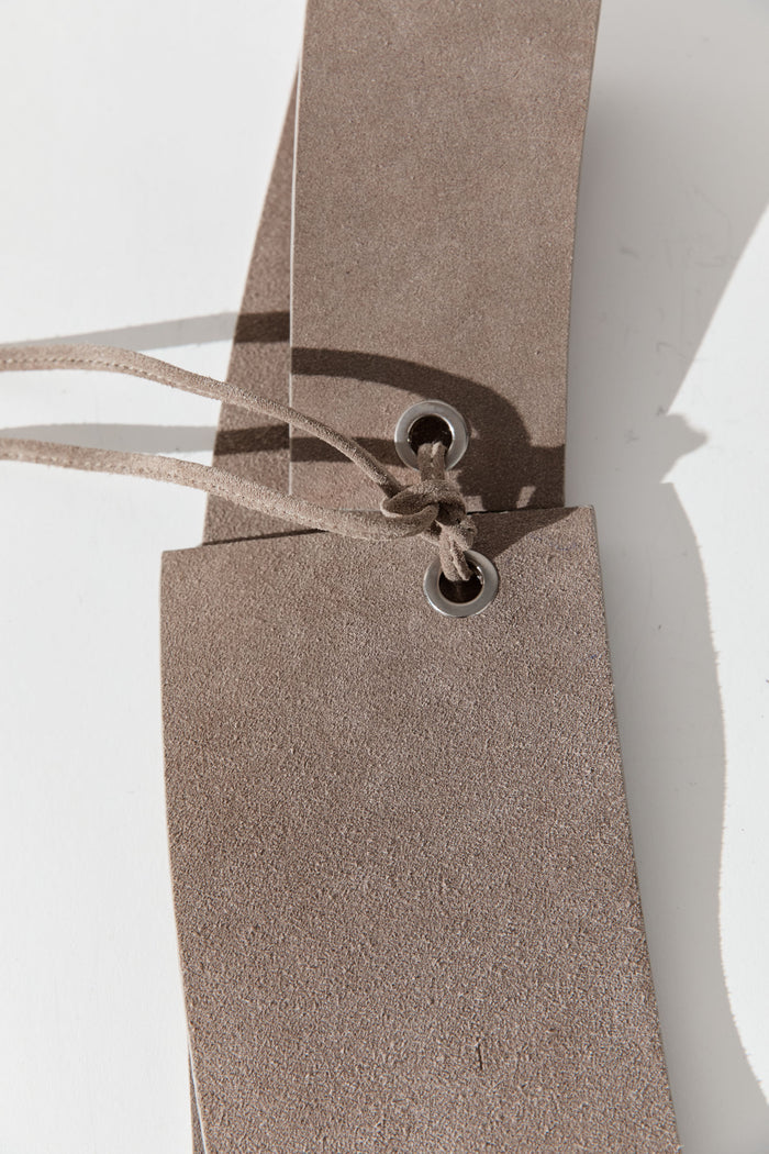 Suede Asymmetric Belt - Almond
