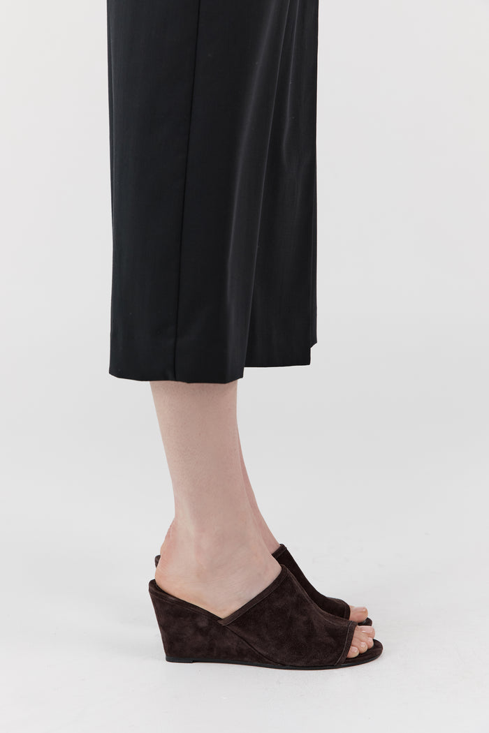 Suede Bandeau Wedge - Coffee
