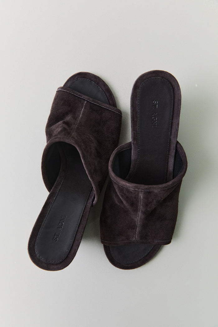 Suede Bandeau Wedge - Coffee