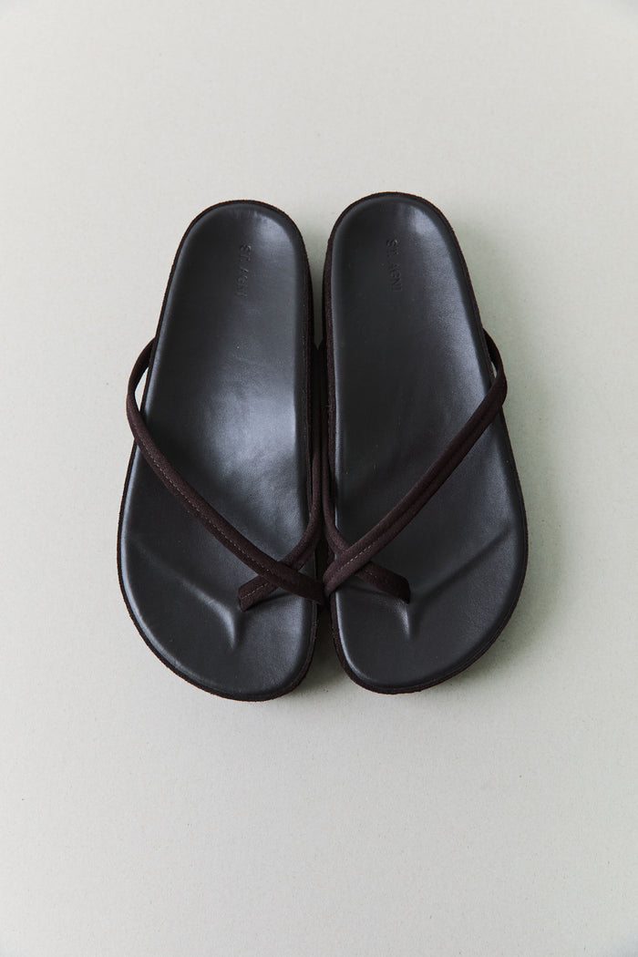 Suede Cross Strap Flatform - Coffee
