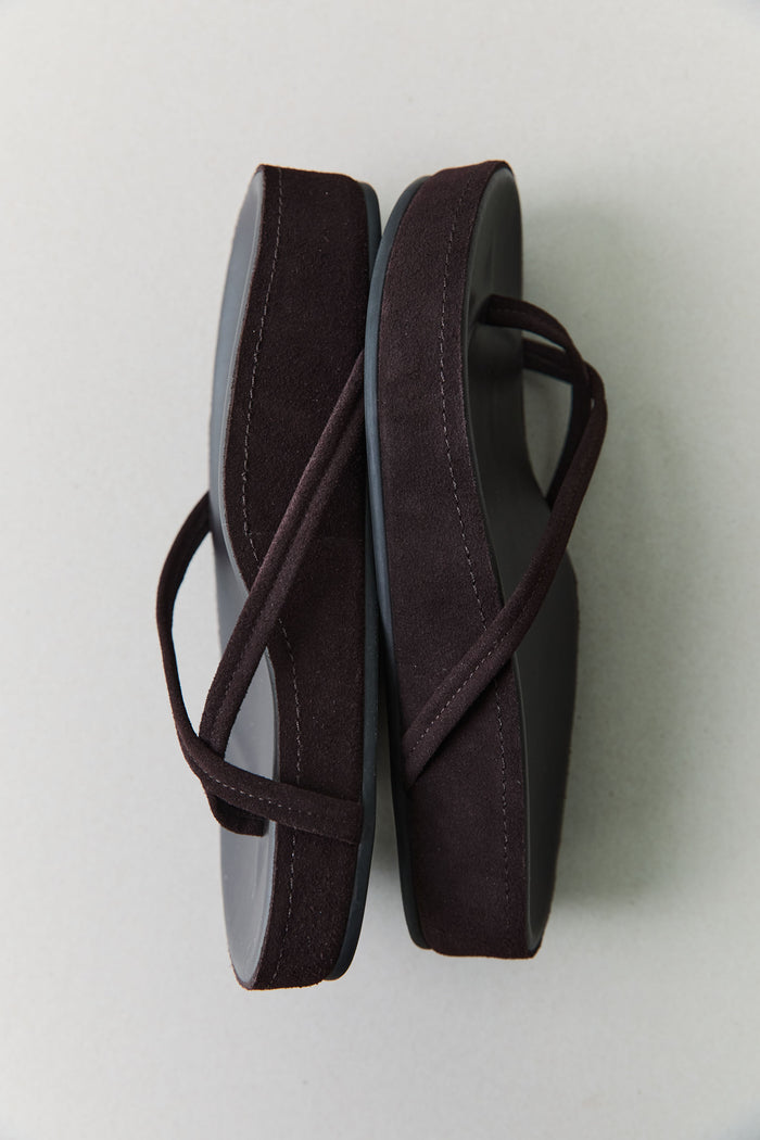 Suede Cross Strap Flatform - Coffee