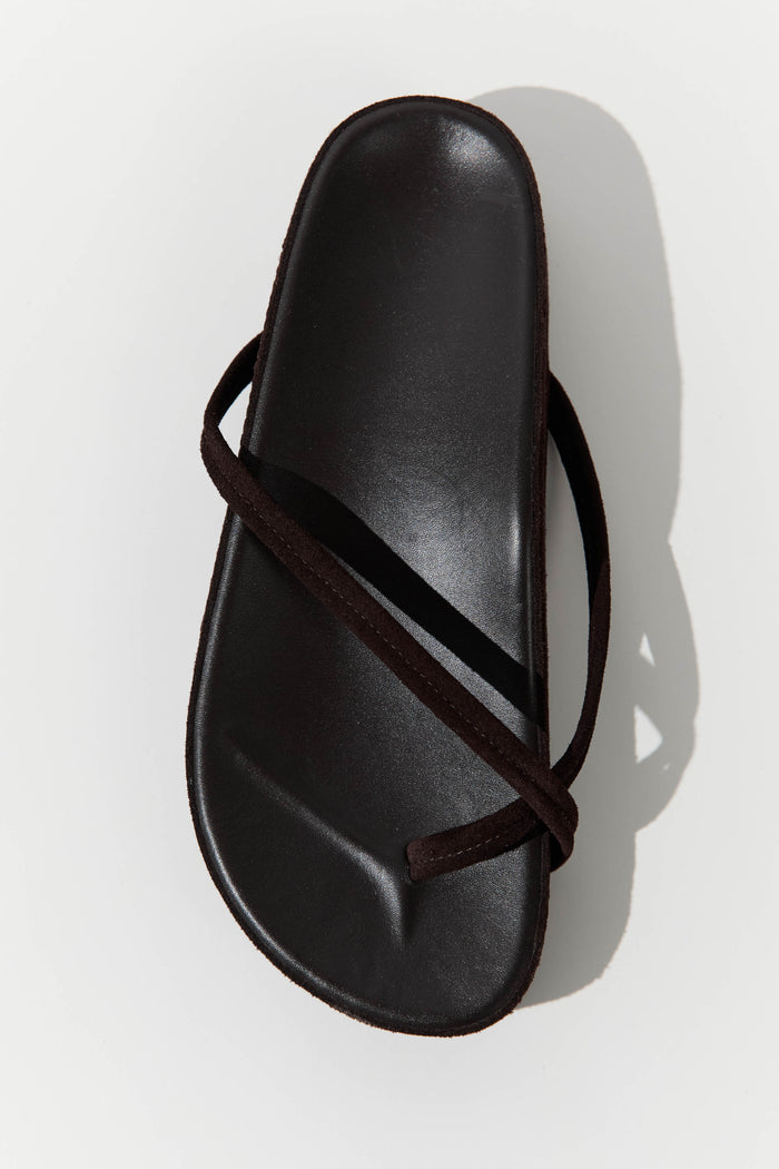 Suede Cross Strap Flatform - Coffee