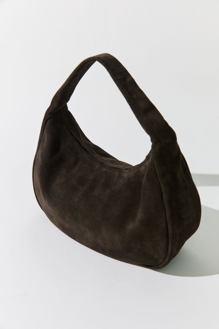 Suede Large Bon Bon Bag - Coffee
