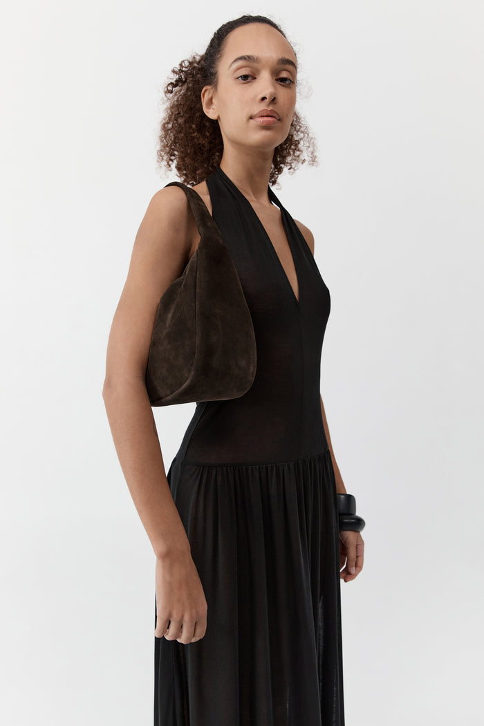 Suede Large Bon Bon Bag - Coffee