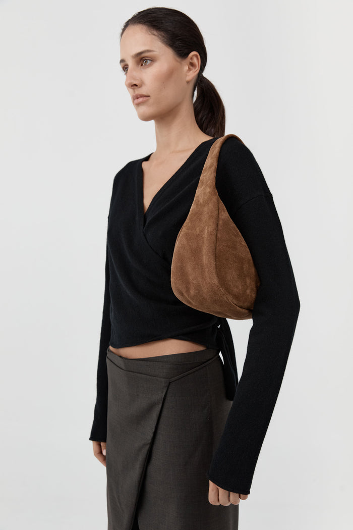 Suede Large Bon Bon Bag - Toffee