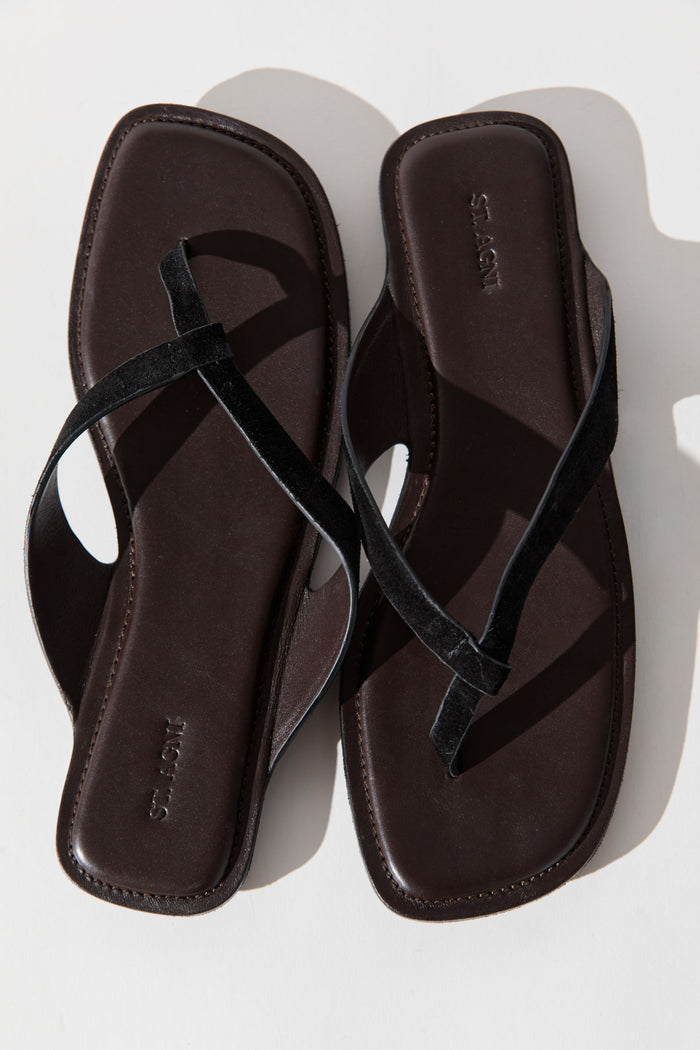 Suede Opanka Slide - Black/Coffee