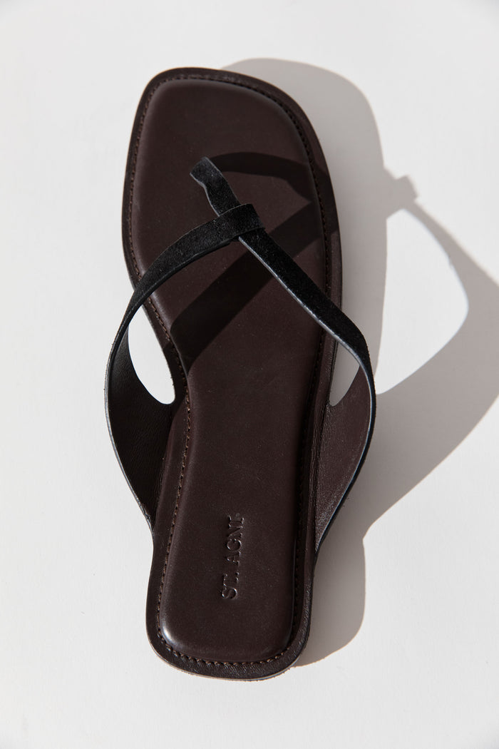 Suede Opanka Slide - Black/Coffee