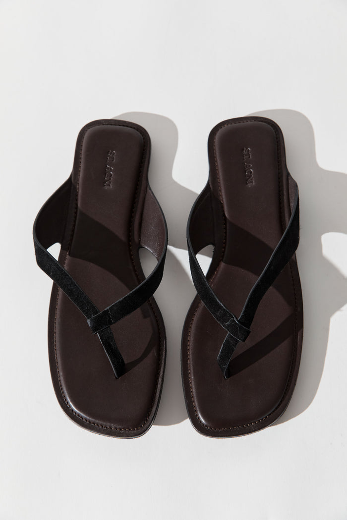 Suede Opanka Slide - Black/Coffee