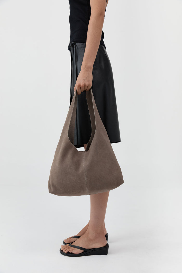 Suede Soft Bag - Pebble
