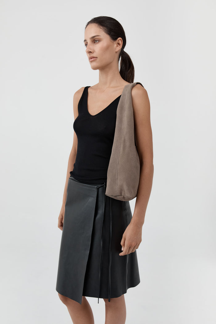 Suede Soft Bag - Pebble