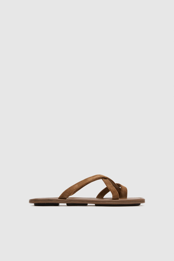 Suede Soft Strap Slide - Toffee
