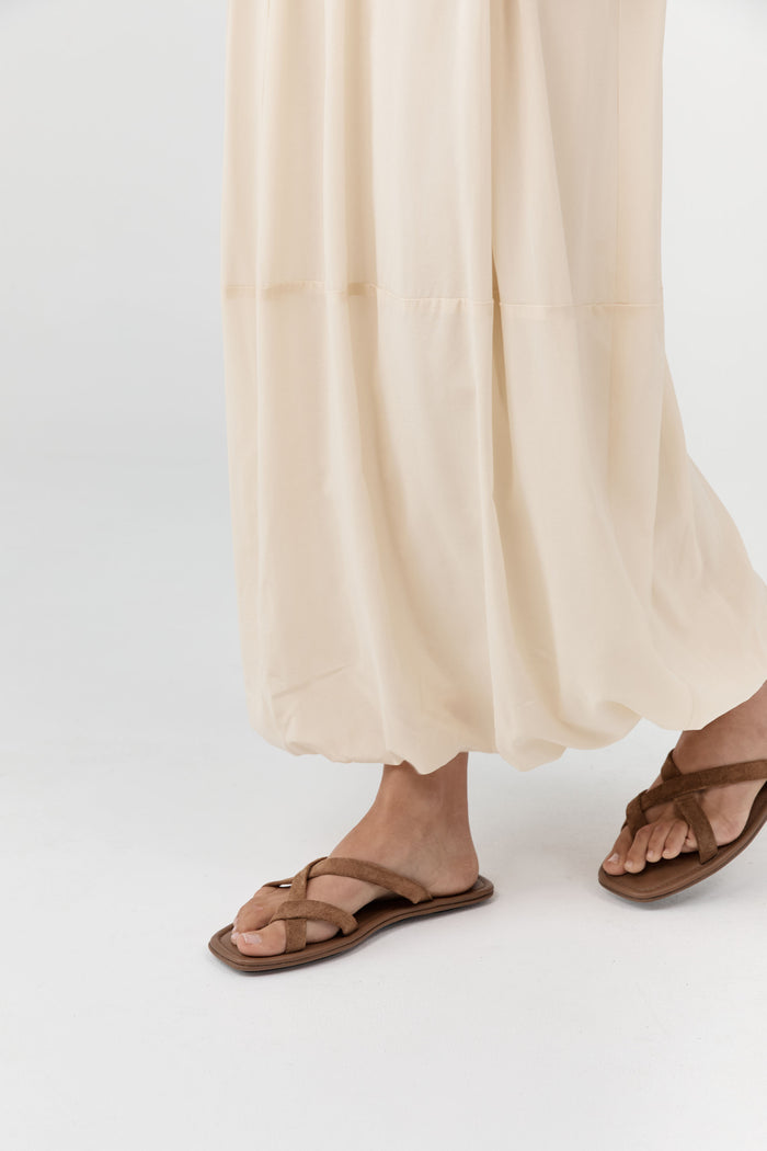 Suede Soft Strap Slide - Toffee