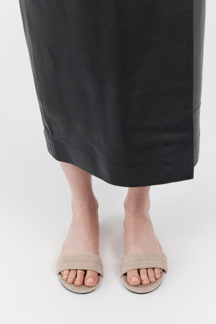 Suede Stitch Detail Slide - Rock