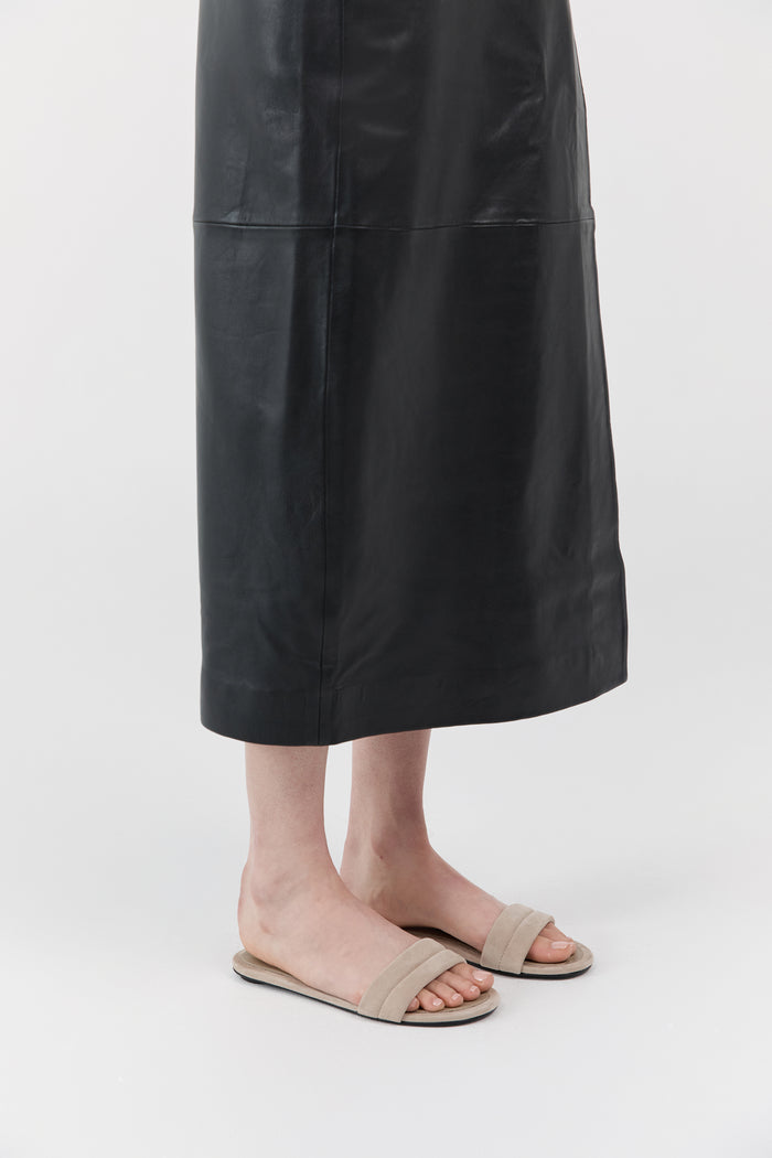 Suede Stitch Detail Slide - Rock