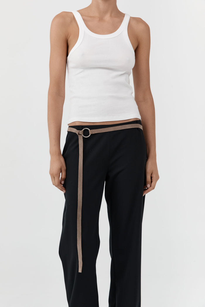Suede Tie Belt - Almond