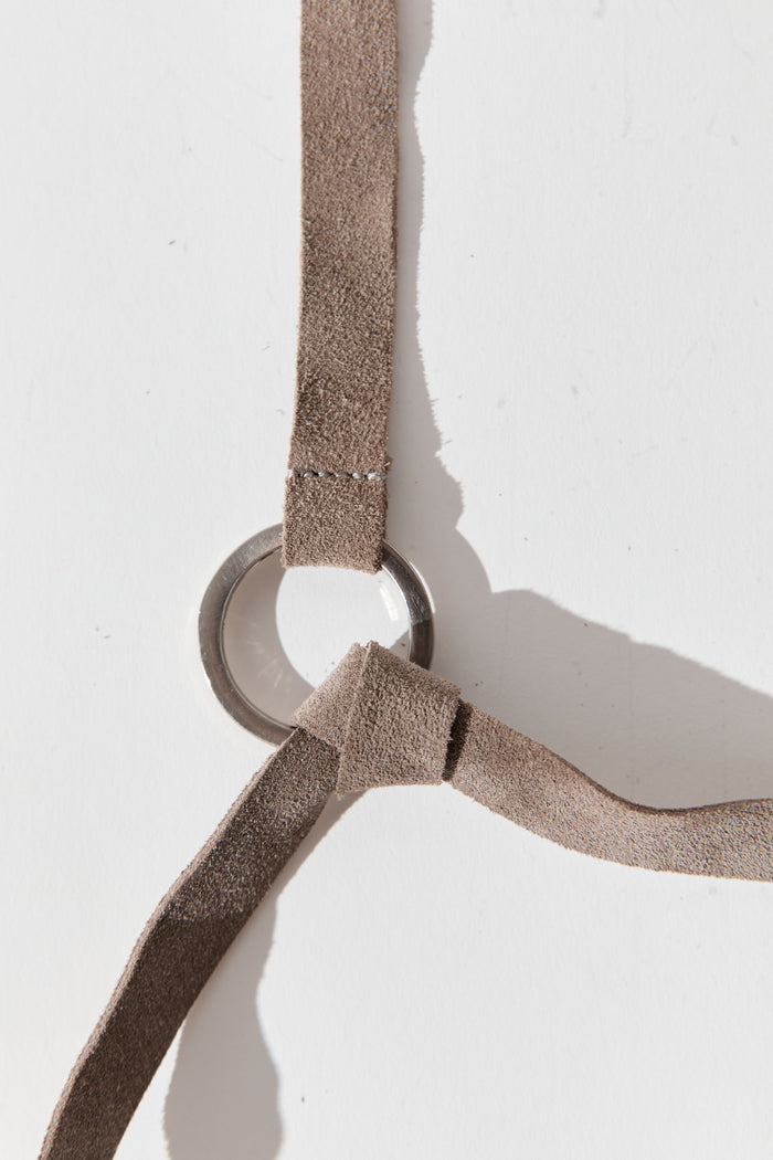 Suede Tie Belt - Almond
