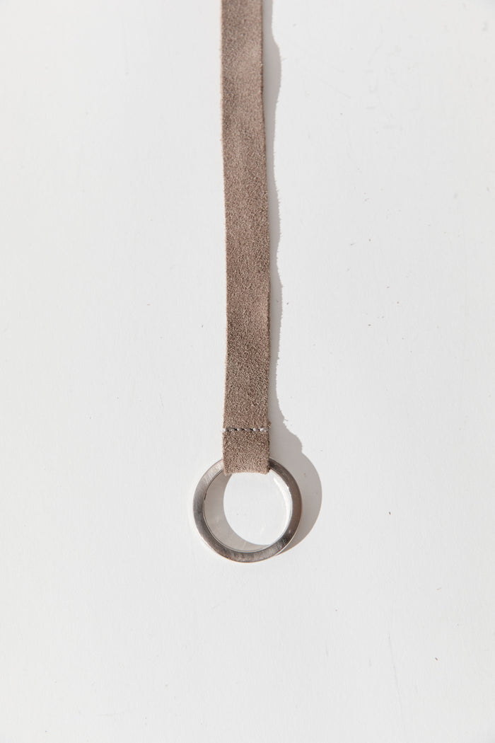 Suede Tie Belt - Almond
