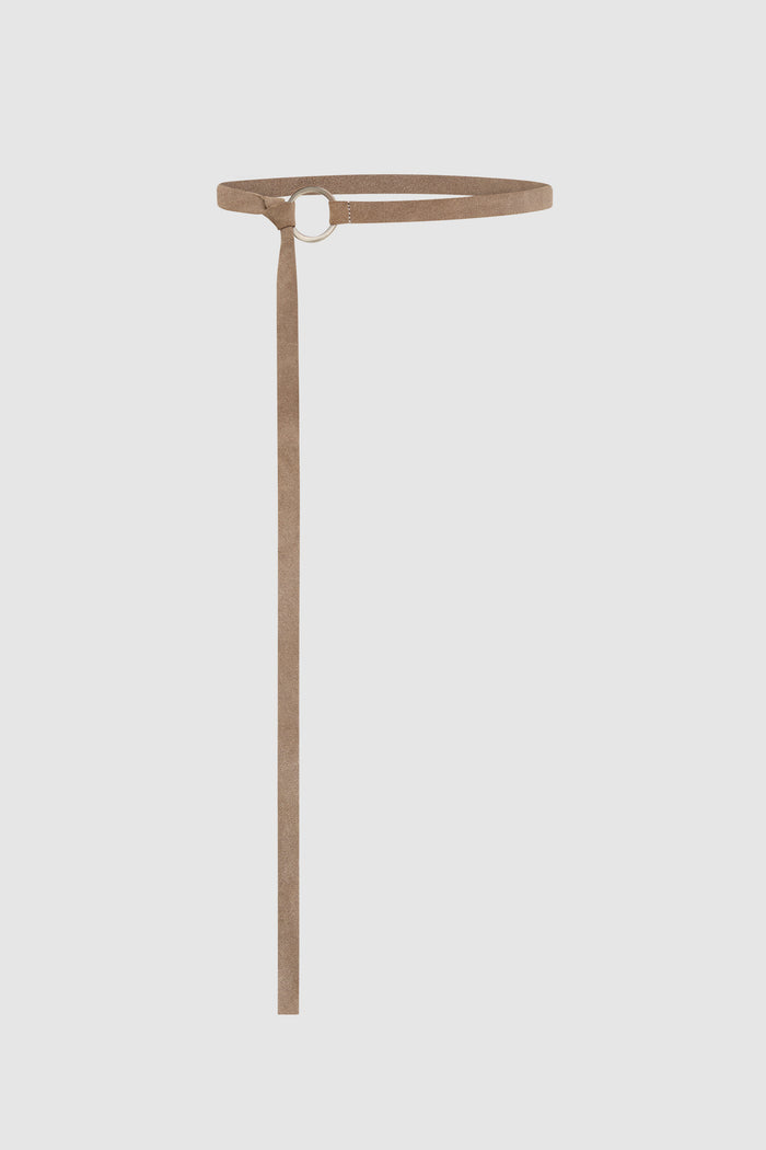 Suede Tie Belt - Almond