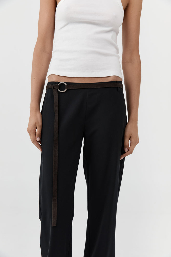 Suede Tie Belt - Coffee