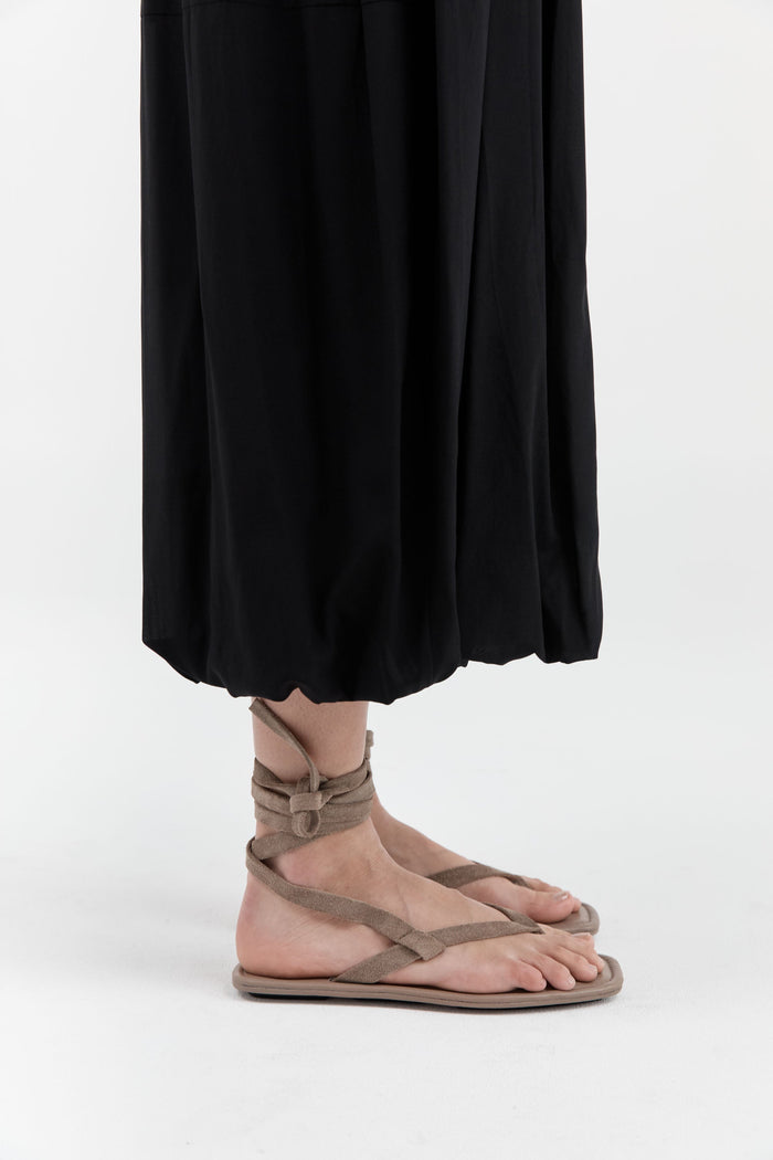 Suede Tie Up Sandal - Almond