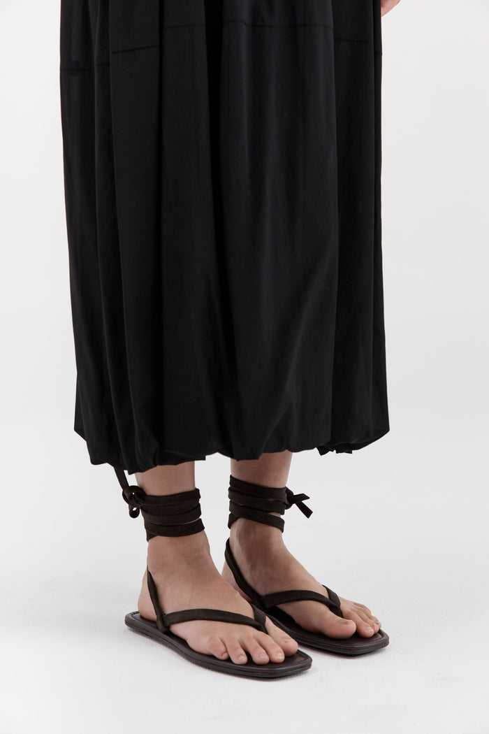 Suede Tie Up Sandal - Coffee