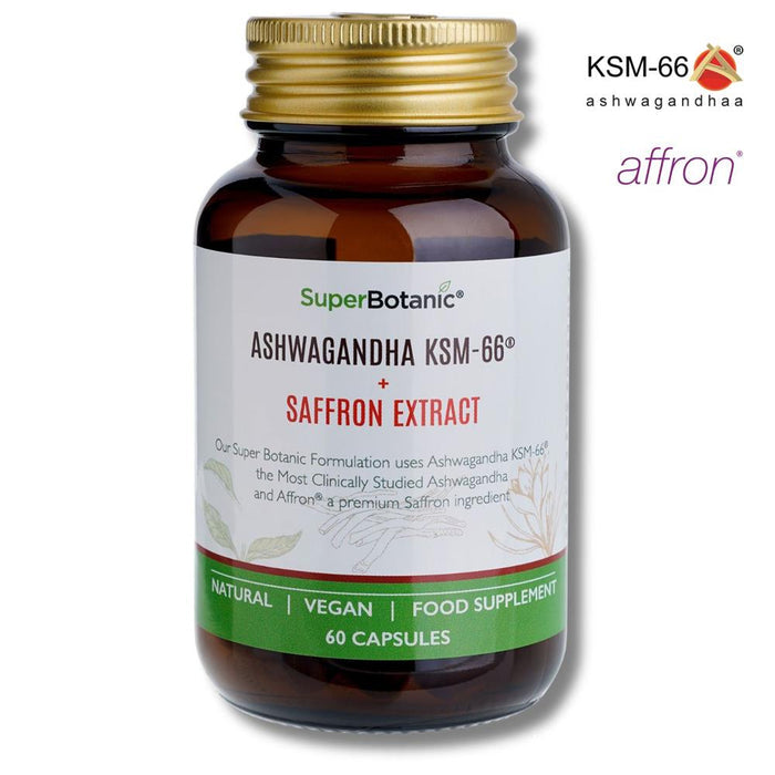 Ashwagandha KSM-66 and Affron Saffron Extract 60 Capsules