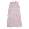 The HALO Swaddle SuperSoft Bamboo TOG 2.0 is a light purple sleep sack and swaddle with a front zipper and adjustable wings, made from soft bamboo fabric to keep your baby cozy and comfortable.