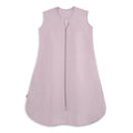 The HALO SuperSoft Bamboo Wearable Blanket TOG 1.5 is a sleeveless, light lavender baby sleep sack made from buttery bamboo with a 3-layer design and front zipper from neck to bottom, shown on a white background.