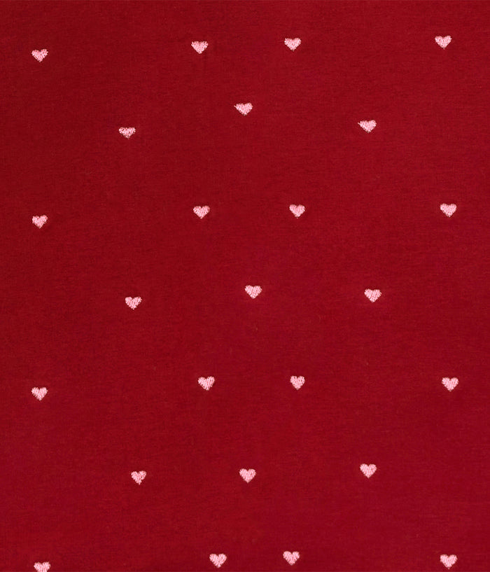 Swaddle Up™ 1.5 TOG Cotton Fleece Maroon Hearts Embroidery