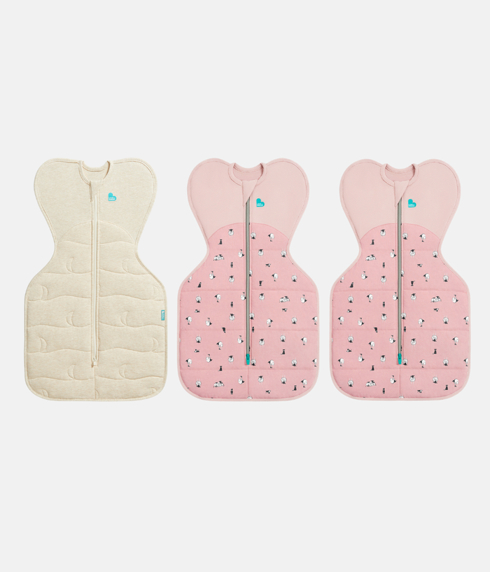 Swaddle Up Starter Bundle | 2.5 | 3.5 TOG | Merino | Oatmeal Moon | Rose Lamb 2