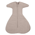 The HALO SwaddleStretch™ Newborn Swaddle TOG 0.5 is a beige, sleeveless sleep sack with a wide, rounded bottom, wing-like shoulders, and a center zipper from neck to edge for easy use. It’s hip-healthy and perfect for newborns.