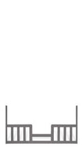 A simple black outline of a bridge with railings and a flat deck, viewed from the front on a white background, resembles the Child Craft Toddler Guard Rail – Cool Grey.