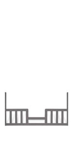 A simple black outline of a bridge with railings and a flat deck, viewed from the front on a white background, resembles the Child Craft Toddler Guard Rail – Cool Grey.