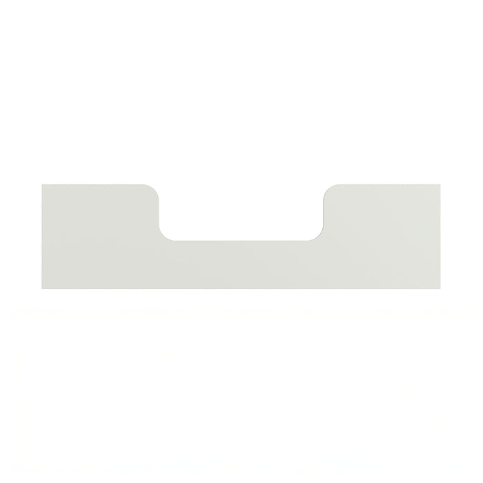 The Child Craft Toddler Guard Rail in Cloud White features a rectangular panel with a U-shaped notch at the top, designed to fit your crib, shown against a plain white background.