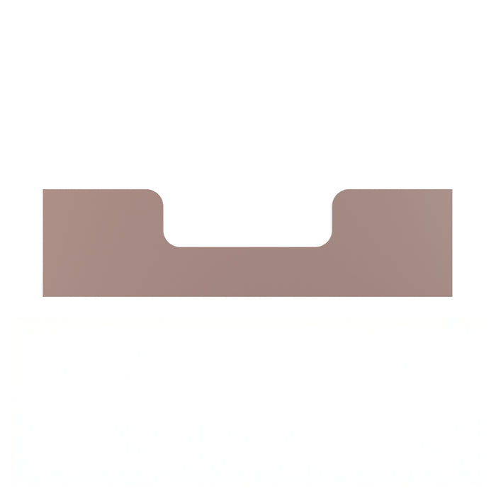 The Child Craft Toddler Guard Rail in Rose/Graphite is a flat, rectangular piece with a rounded U-shaped notch at the top center, shown against a plain white background.