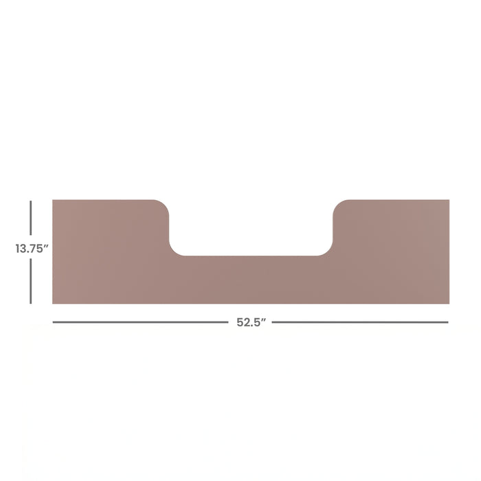 The Child Craft Toddler Guard Rail in Rose/Graphite is a brown rectangular guard rail with a central U-shaped cutout, measuring 13.75" high by 52.5" wide, shown on a white background.