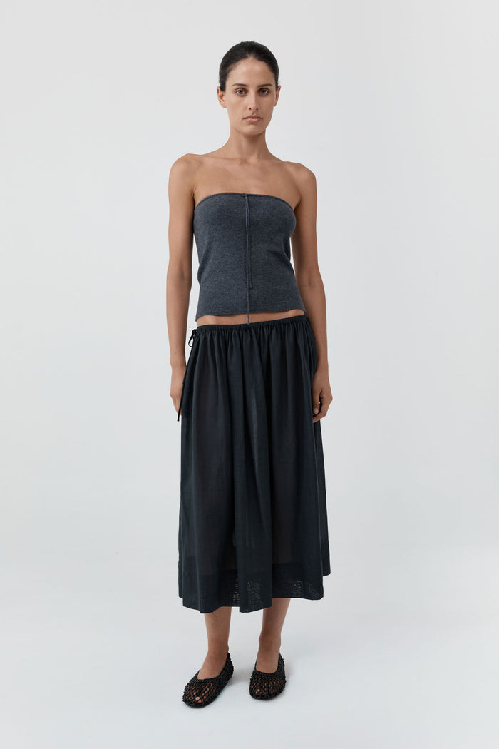 Transparent Midi Skirt - Black