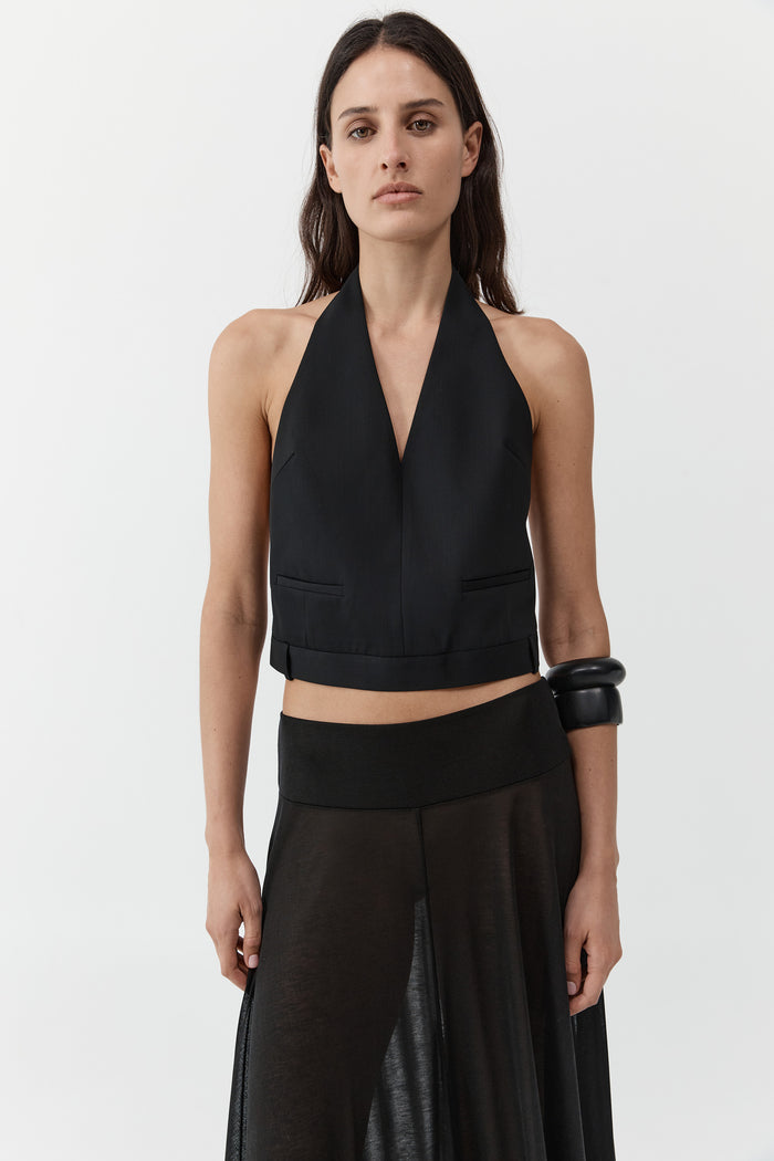 Upside Down Halter Top - Black