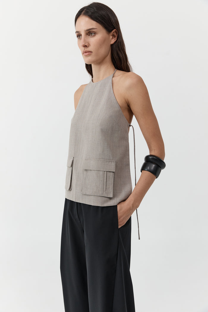 Utility Backless Top - Pebble Melange
