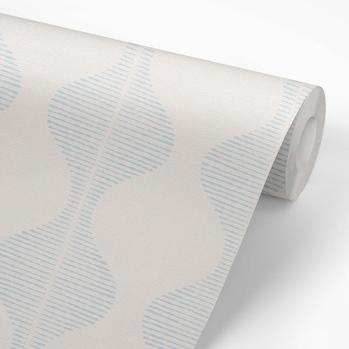 Bring a wave of modern beauty to any room with this stunning Wavy Line Art Wallpaper! The subtle pale blue on cream design is completely gorgeous and sure to make a statement in any space.