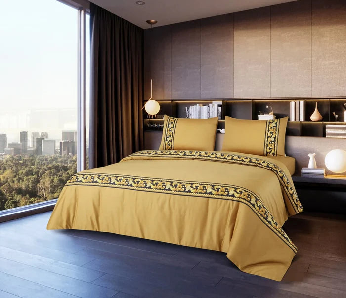 4 Pcs Bedding Set / Mustard - G