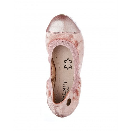 Walnut Catie Velvet Ballet in Blush