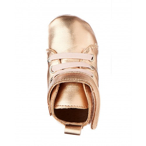 Walnut Hunter Leather Bootee in Rose Gold