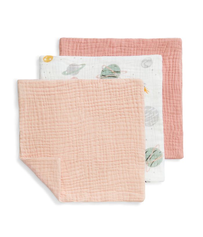Wash Cloth 3 Pack Muslin Blush Rocket